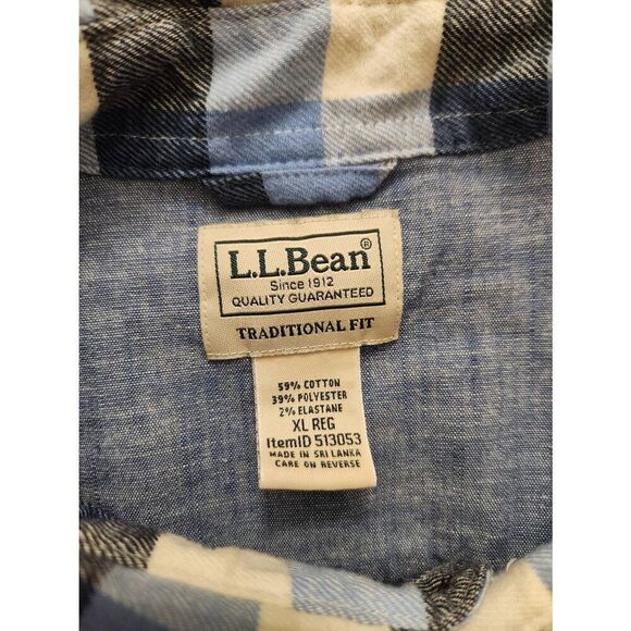 L.L. Bean mens XL performance plaid flannel shirt button up chest pocket LS - Picture 3 of 7